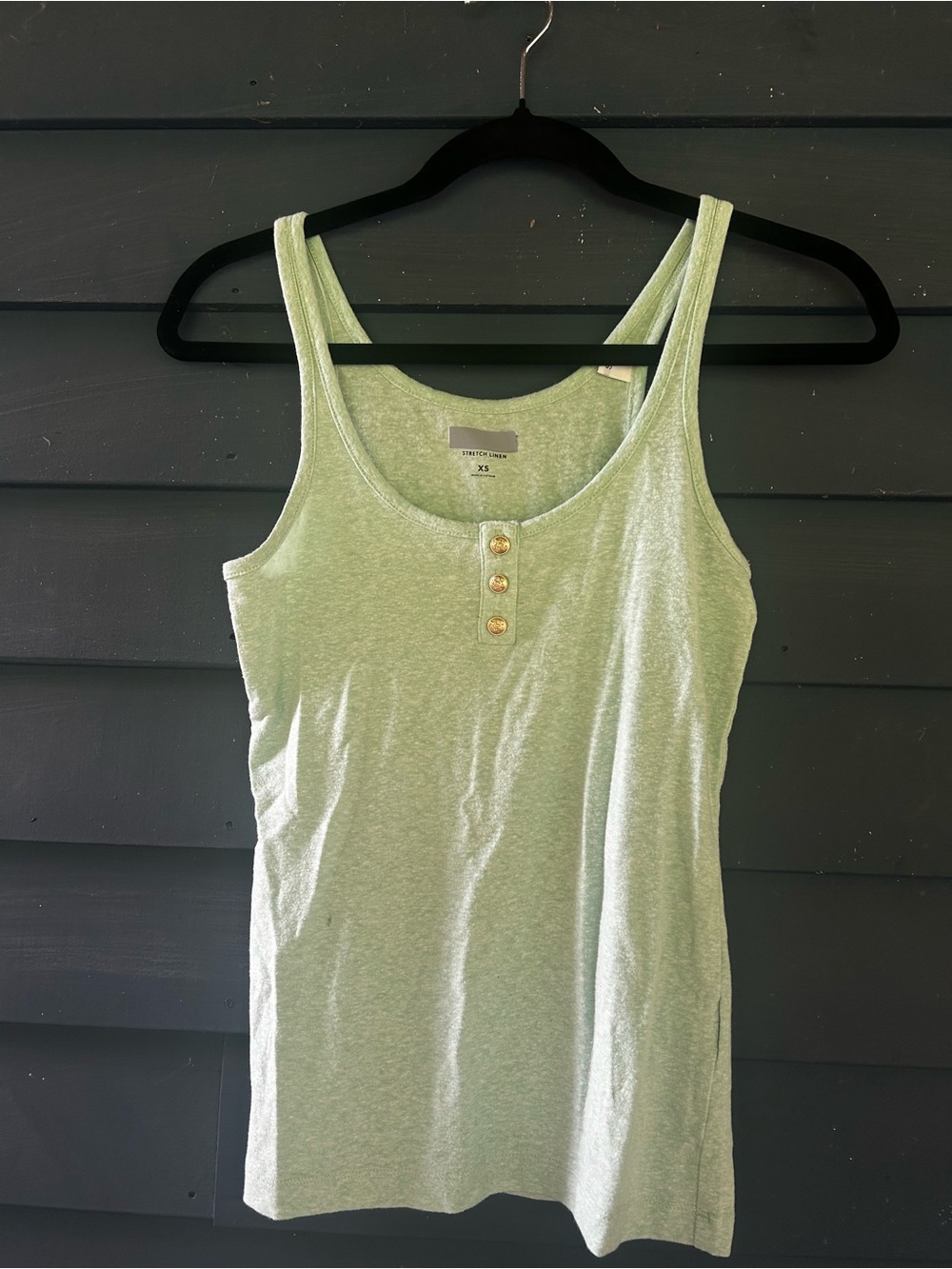 J. Crew Mint Green Henley Tank with Gold Buttons